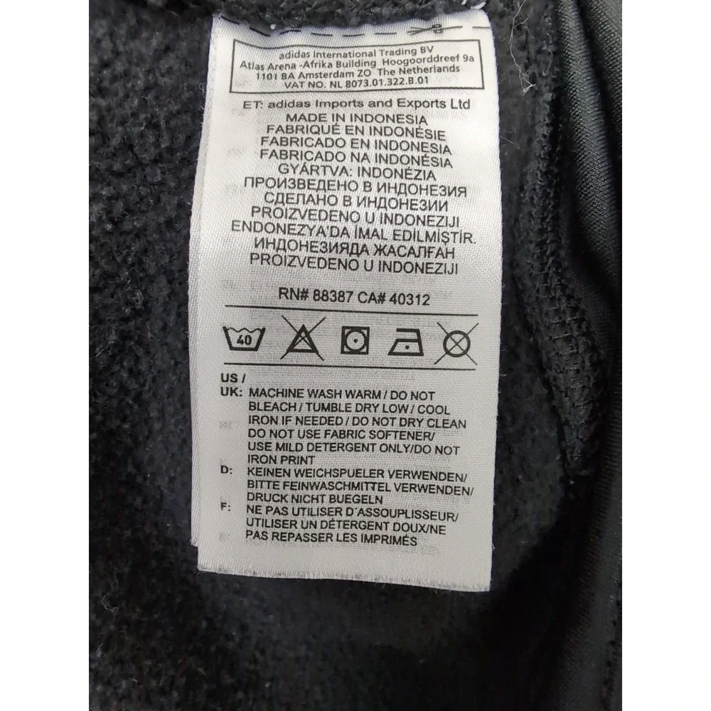 Adidas Hoodie Sweatshirt Mens M Black White Logo Athletic‎ Casual Gym Pullover